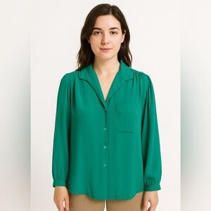 Vtg 80s green dressy blouse